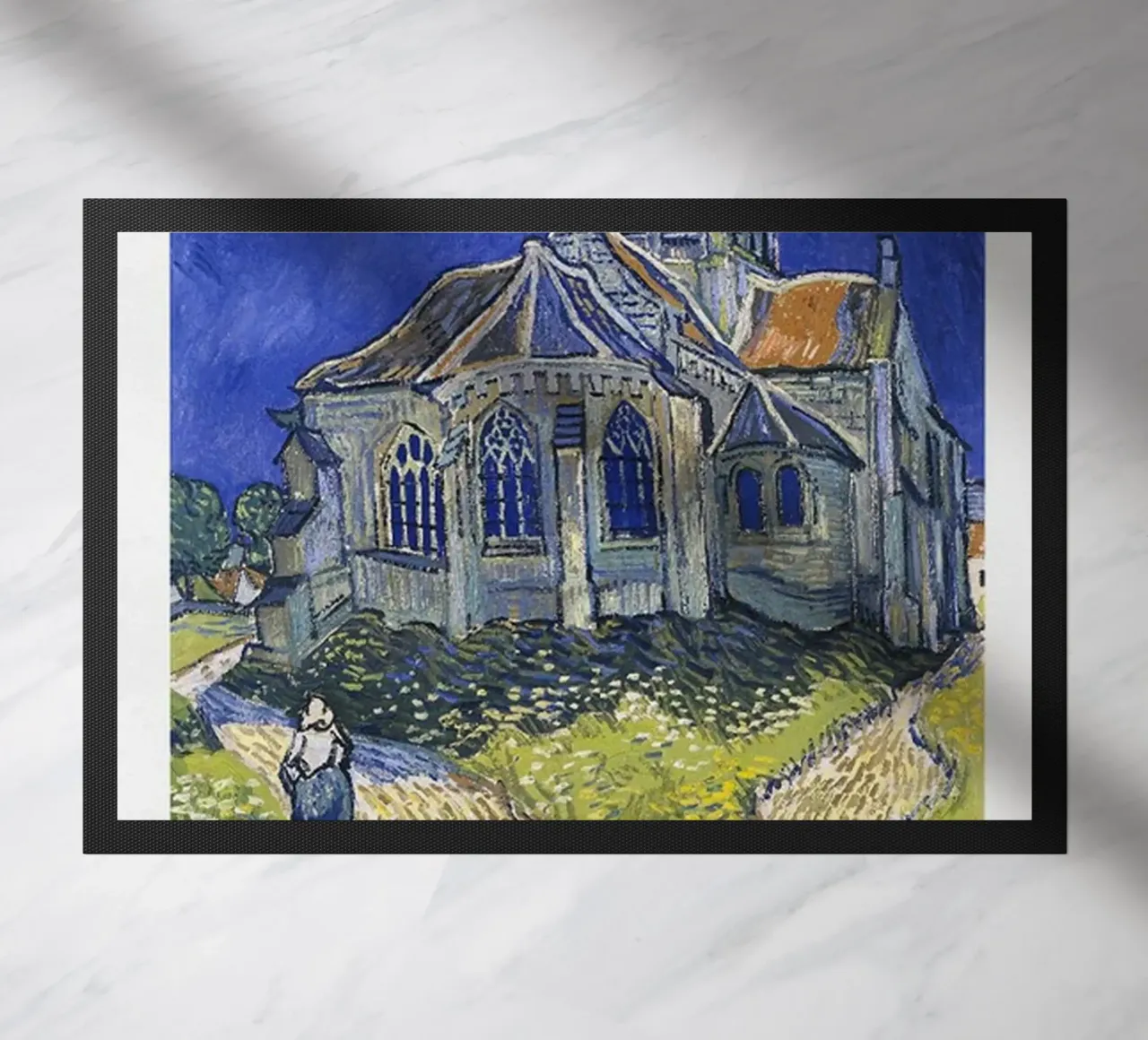 Vincent van Gogh Exhibition Poster - Church at Auvers doormat by ashcraft shop