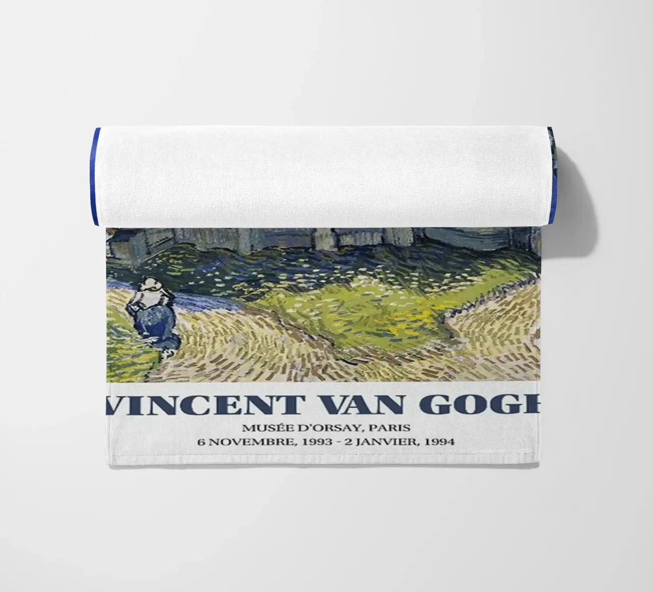 Vincent van Gogh Exhibition Poster - Church at Auvers beach towel by ashcraft shop