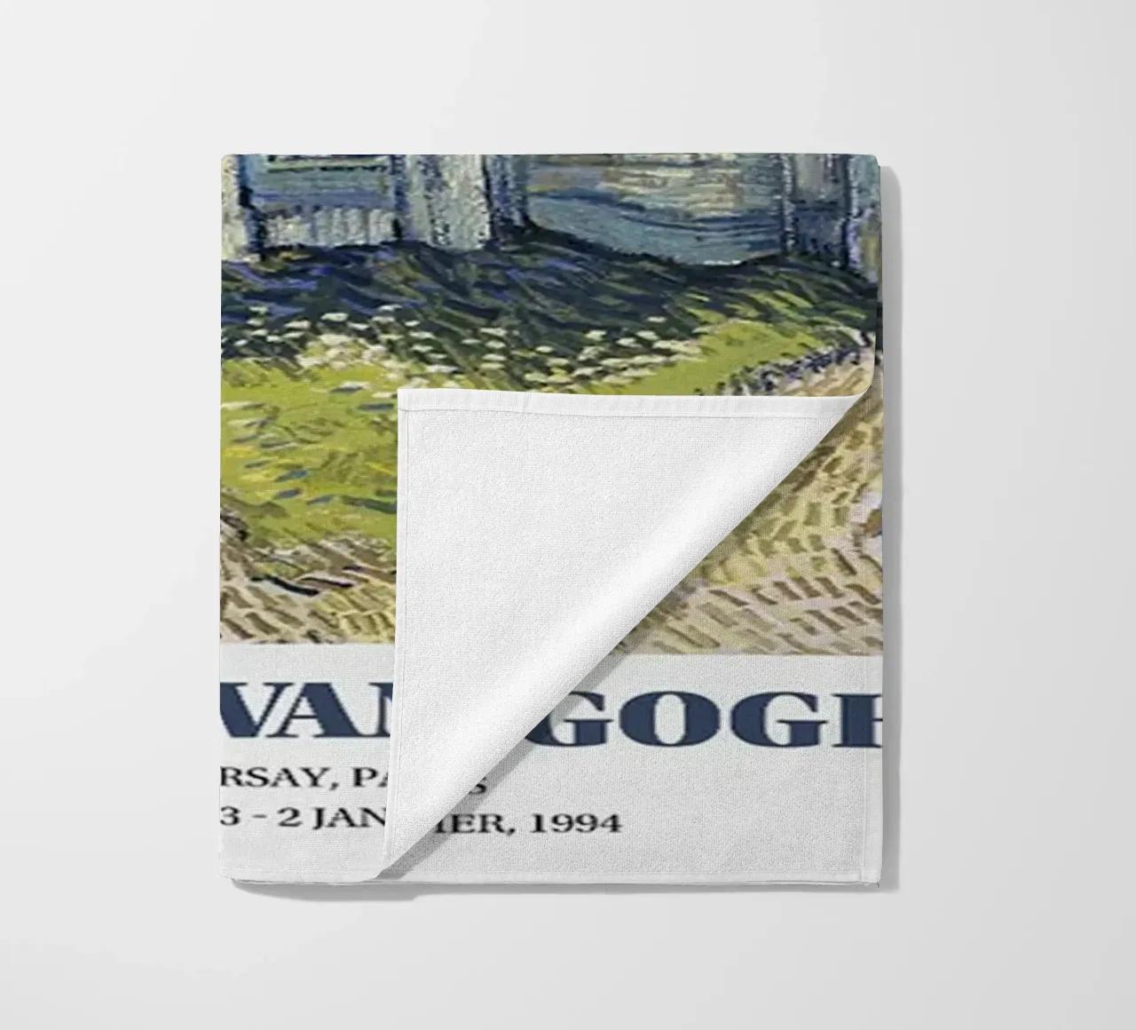 Vincent van Gogh Exhibition Poster - Church at Auvers beach towel by ashcraft shop