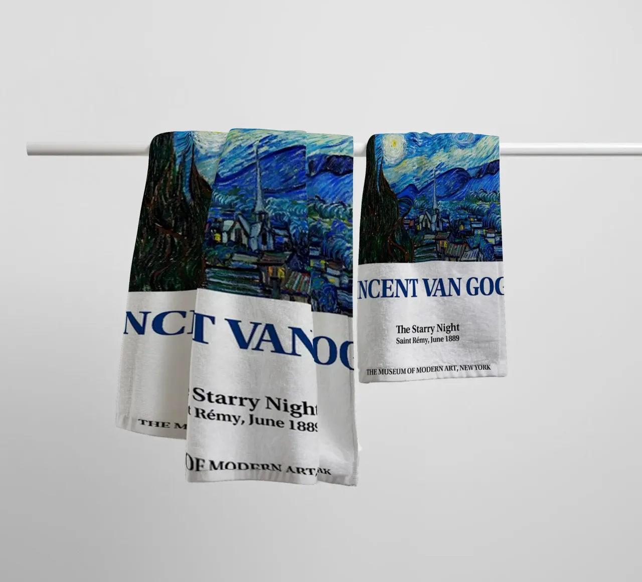 Vincent van Gogh Exhibition Poster - Starry Night towel by ashcraft shop