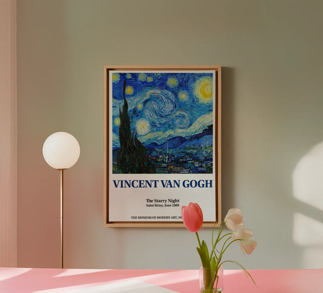 Vincent van Gogh Tentoonstellingsaffiche - Sterrennacht canvas van ashcraft shop