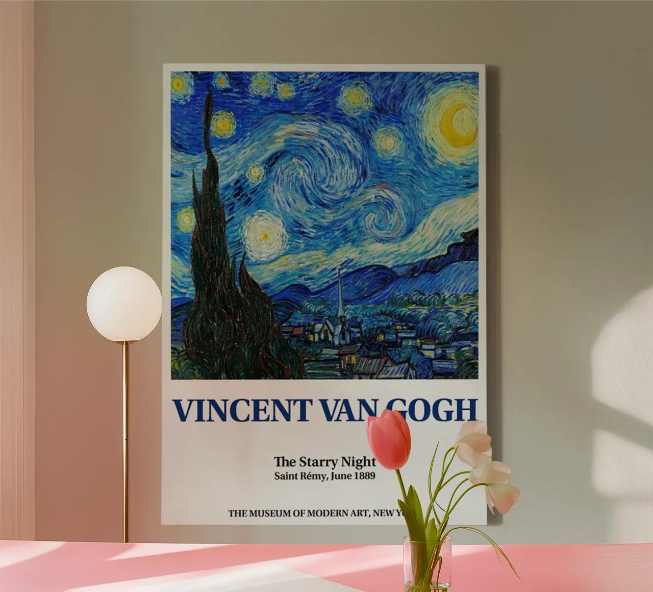 Vincent van Gogh Tentoonstellingsaffiche - Sterrennacht canvas van ashcraft shop
