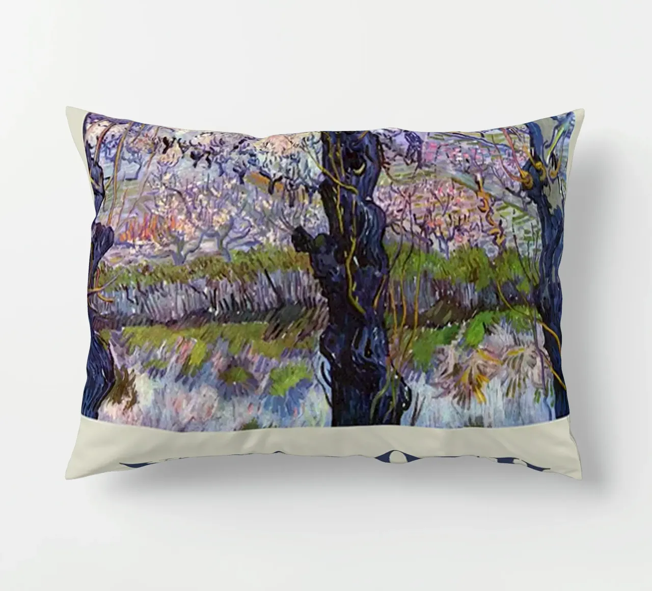 Vincent van Gogh Poster- Flowering Orchards decorative cushion by ashcraft shop