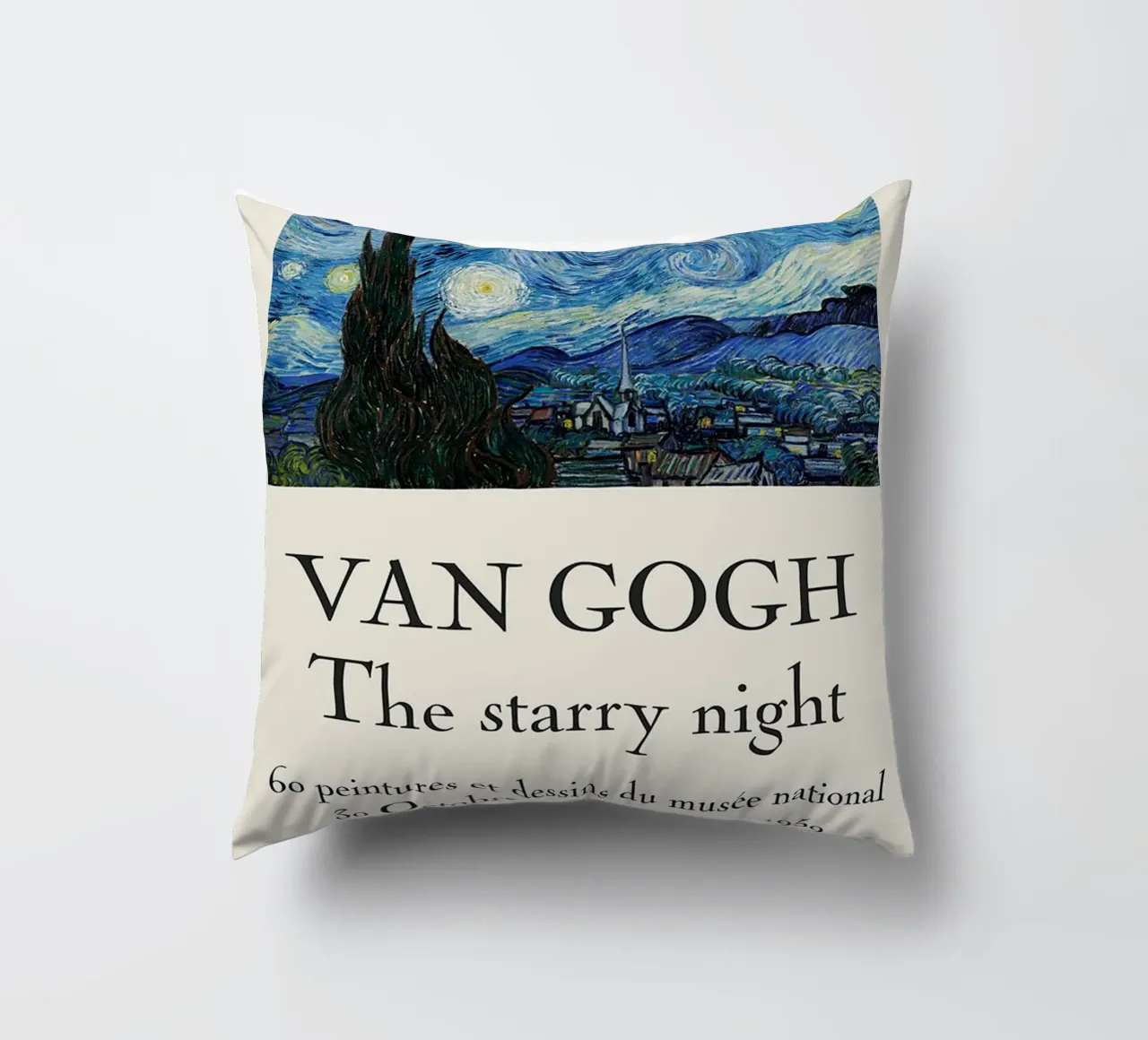 Vincent Van Gogh starry night poster decorative cushion by ashcraft shop
