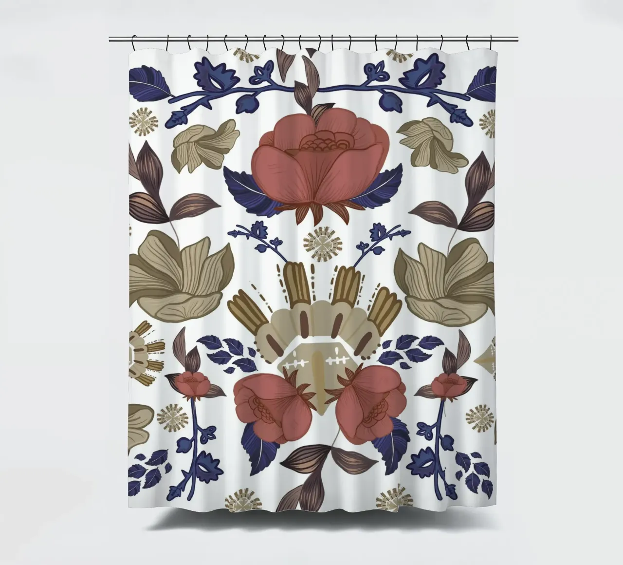 Romantico design da parete barocco a fiori regency tenda da doccia da gulsengunel