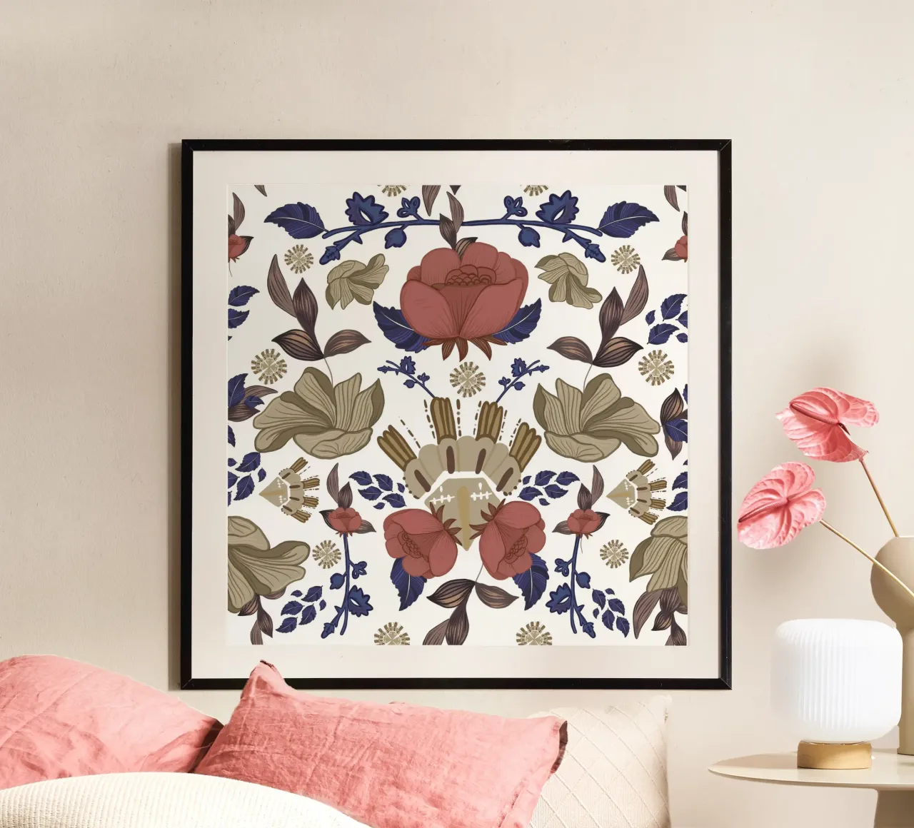 Romantico design da parete barocco a fiori regency carta hahnemühle da gulsengunel