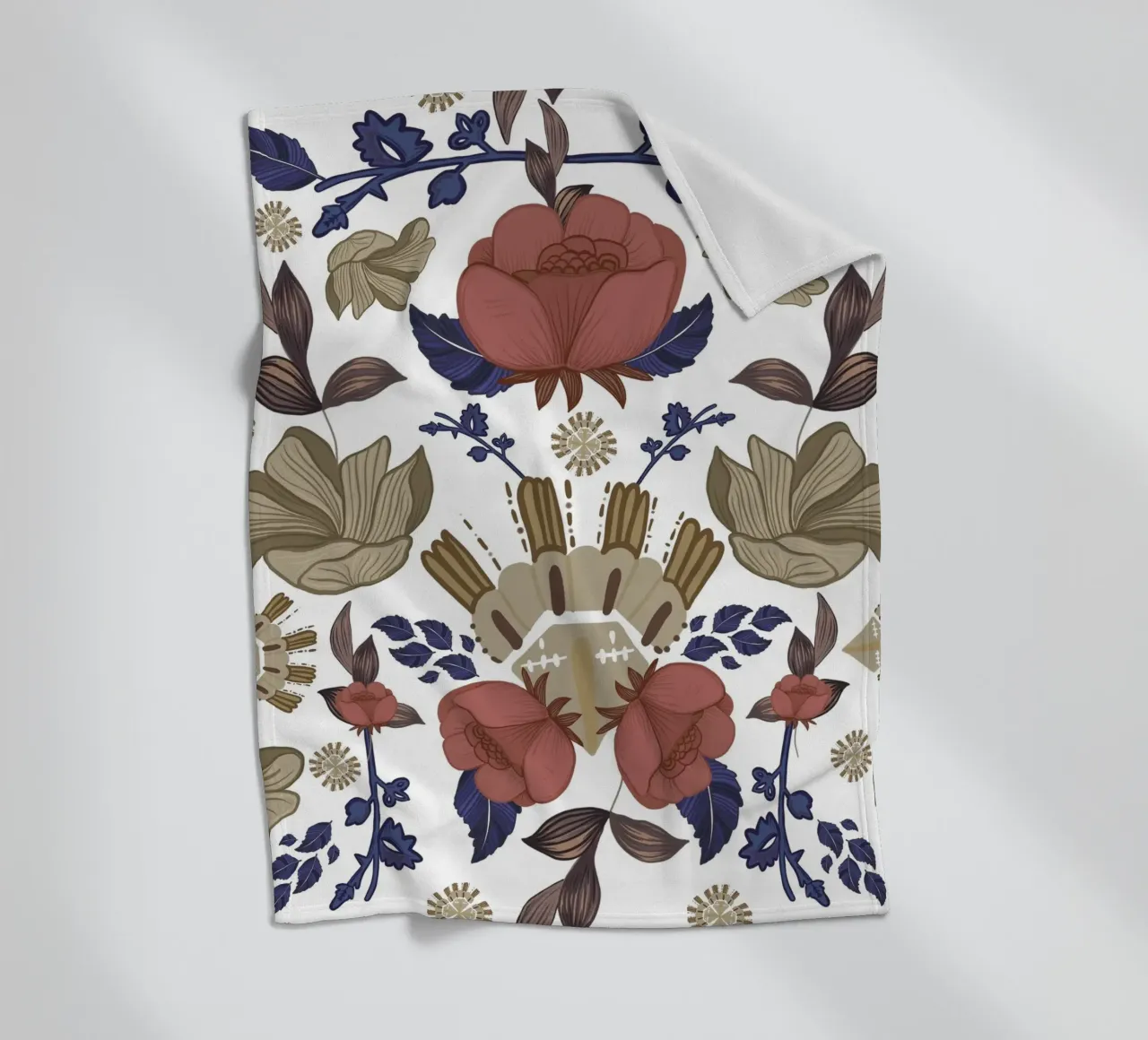 Romantico design da parete barocco a fiori regency coperta in pile da gulsengunel