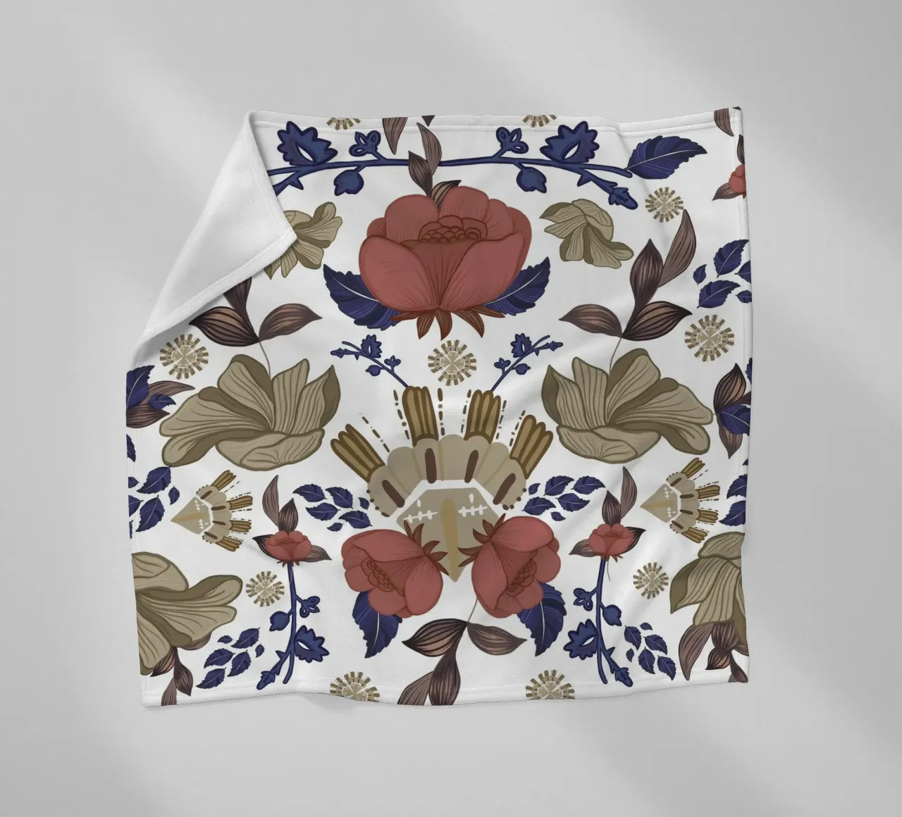 Romantico design da parete barocco a fiori regency coperta in pile da gulsengunel