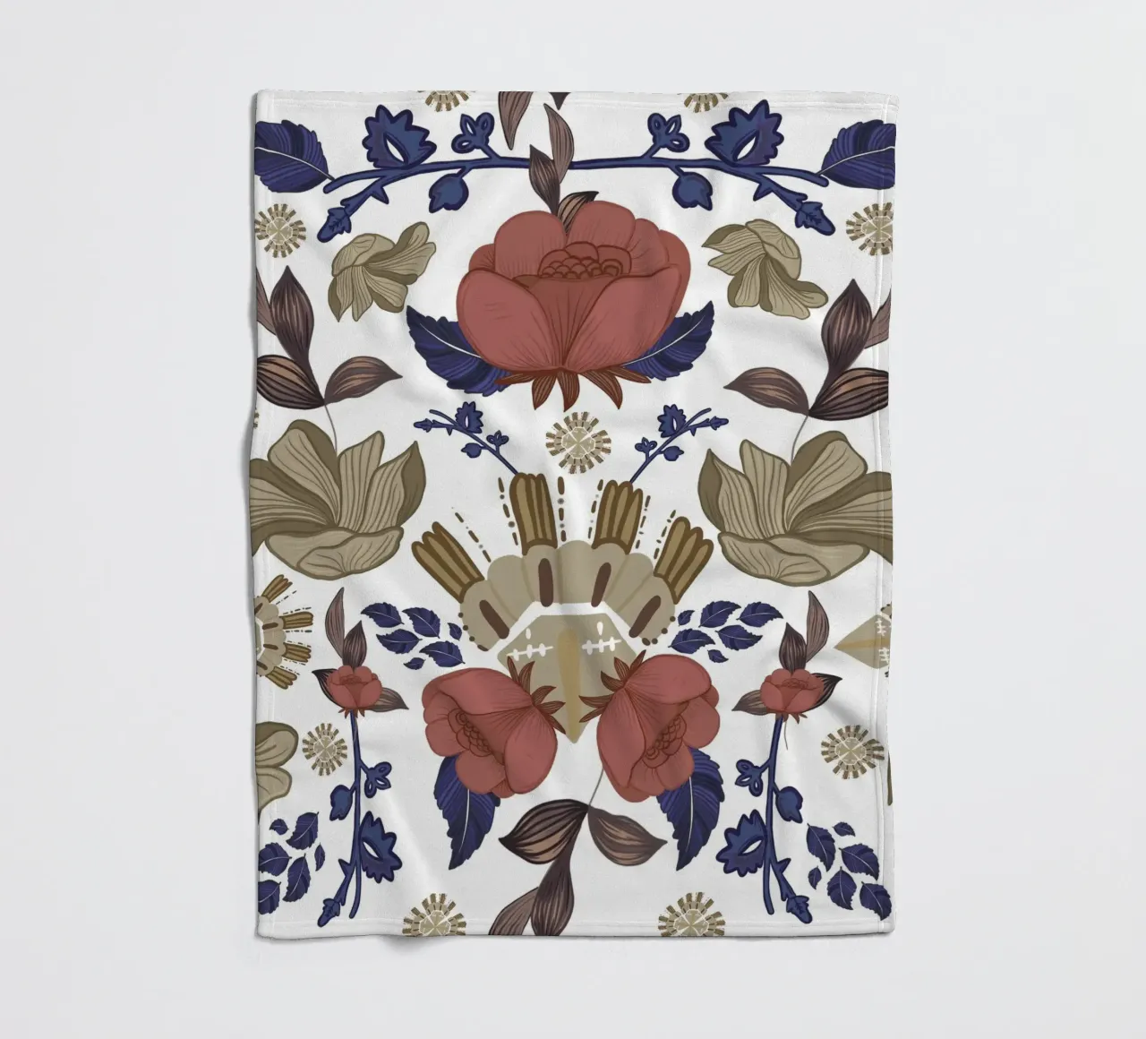 Romantico design da parete barocco a fiori regency coperta in pile da gulsengunel