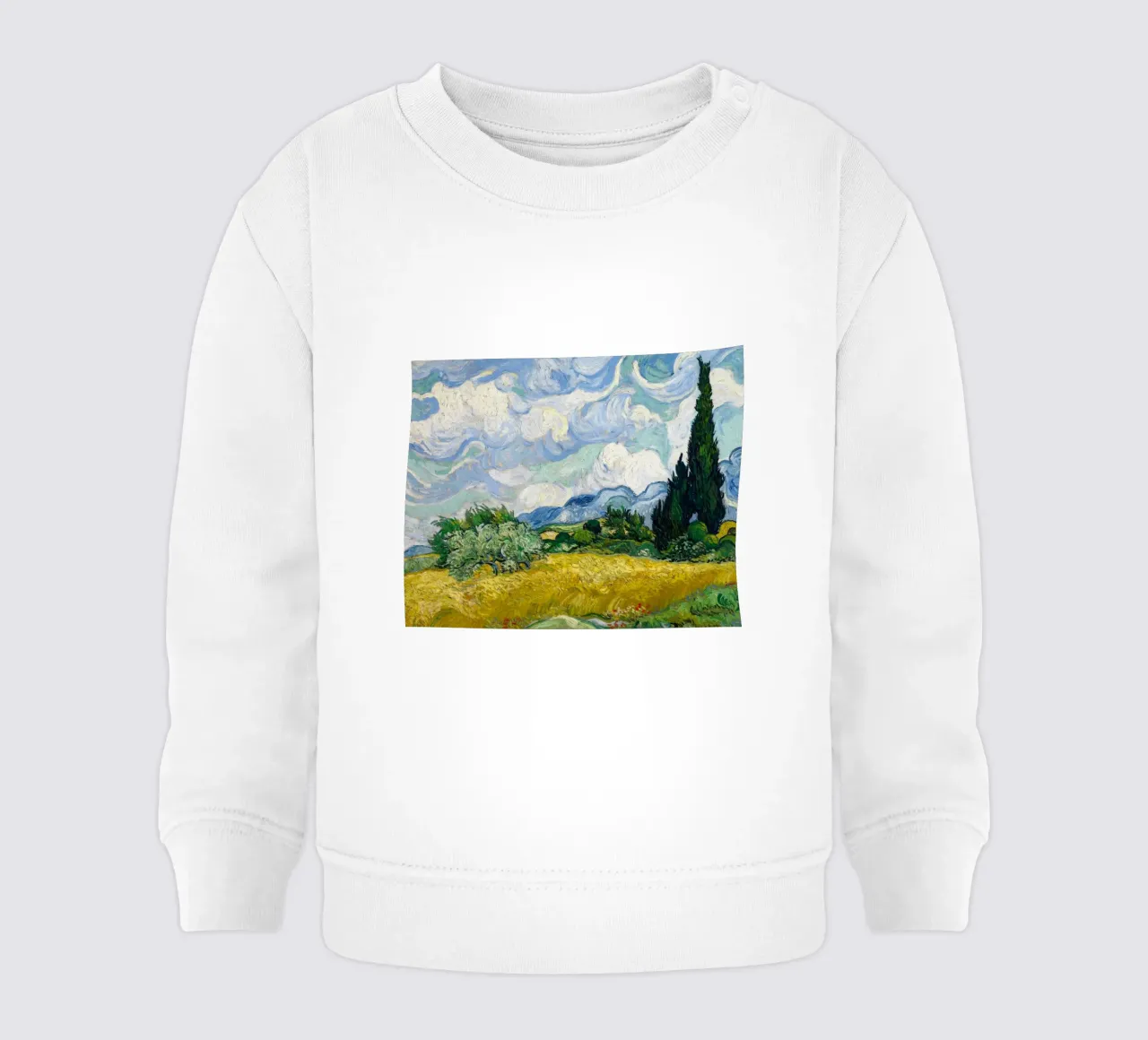 wheat field with pine trees baby sweatshirt by Piper Shop Oke