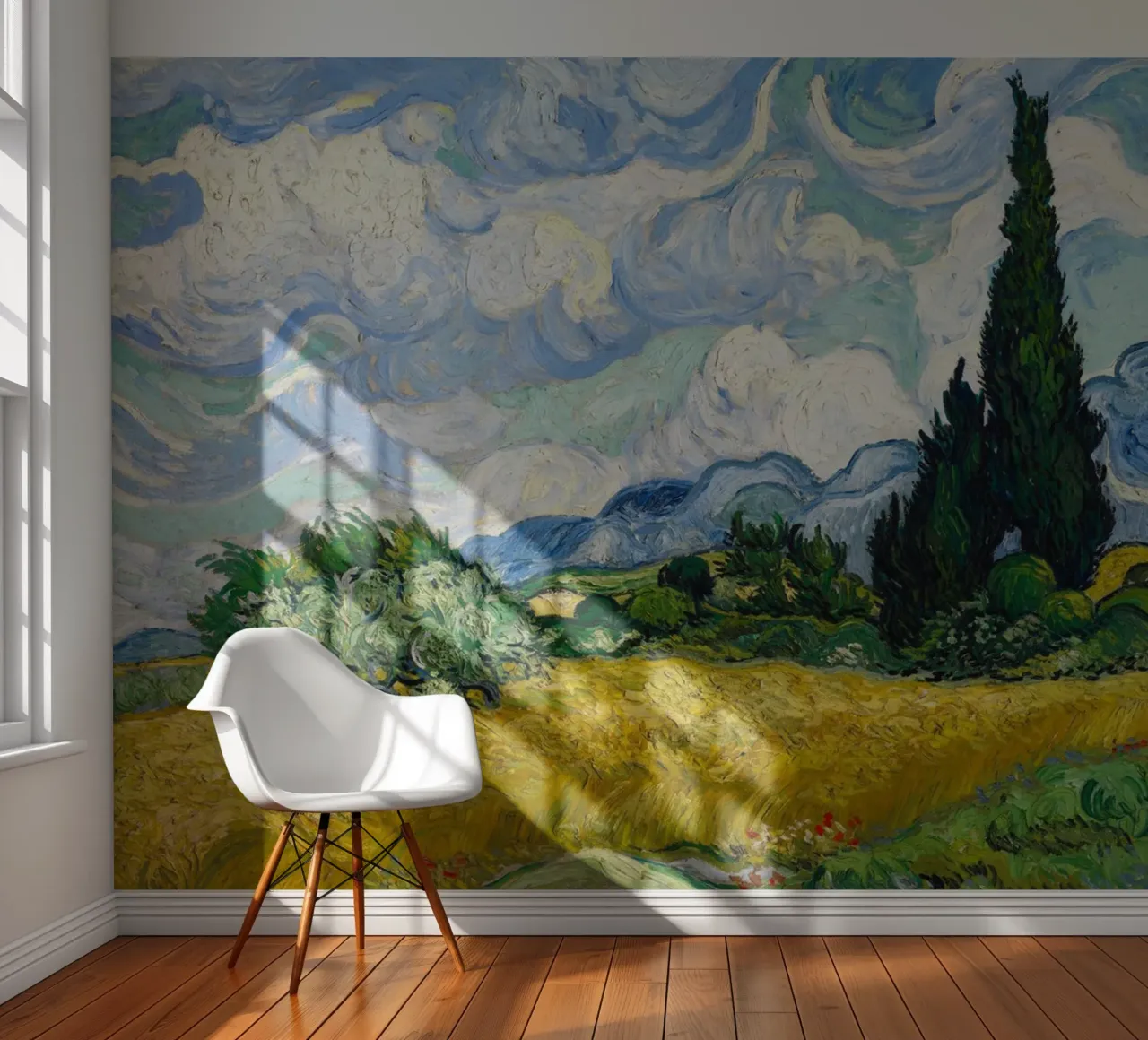 wheat field with pine trees photo wallpaper by Piper Shop Oke