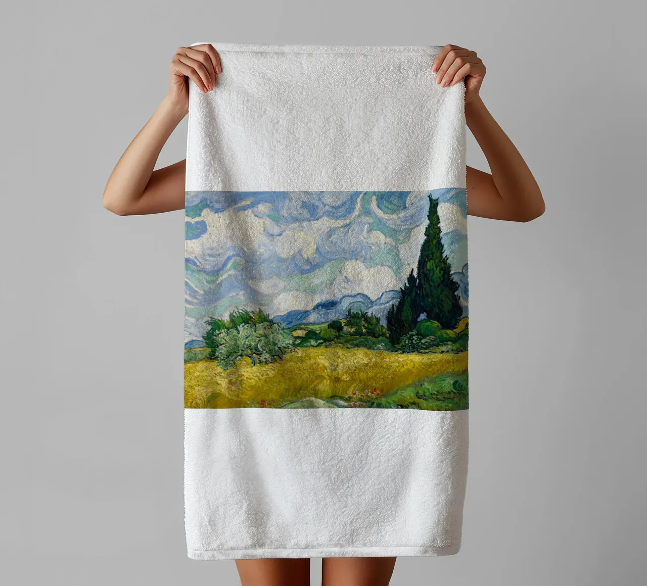 wheat field with pine trees towel by Piper Shop Oke