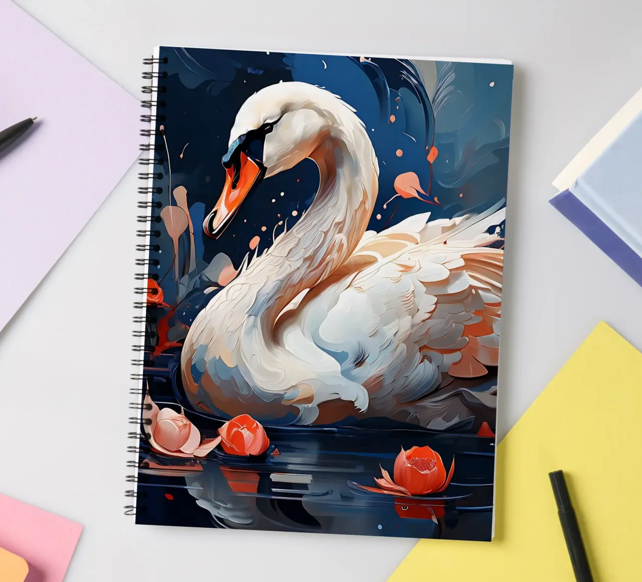 Swan_style_F_1 spiral notebook by Tierisch bunt by LK