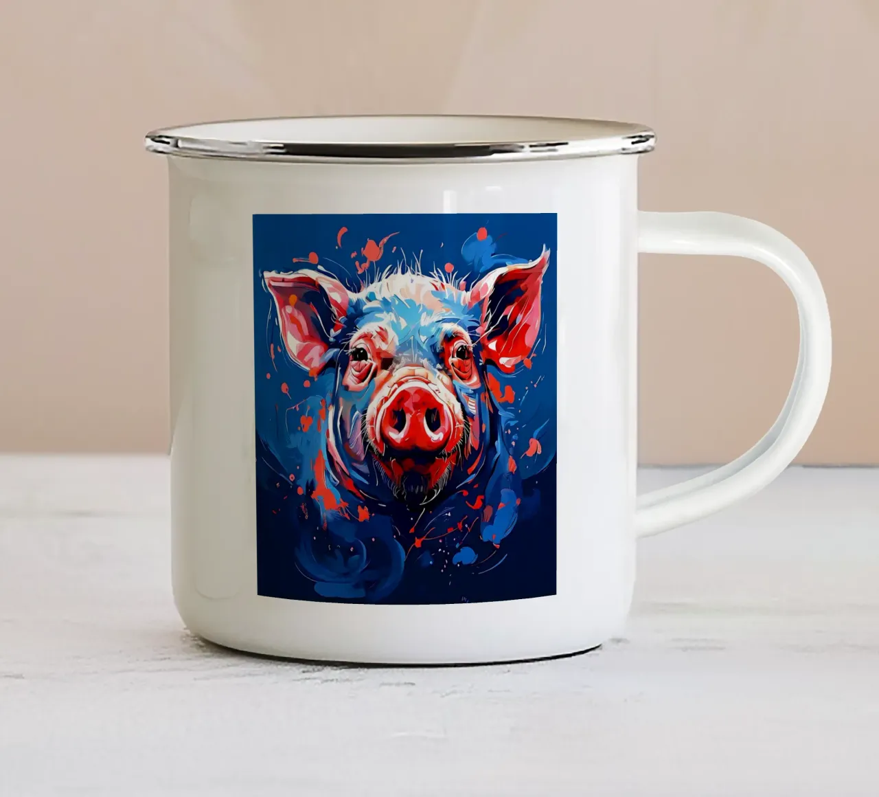 Stile_maiale_F_1 tazza in smalto da Tierisch bunt by LK