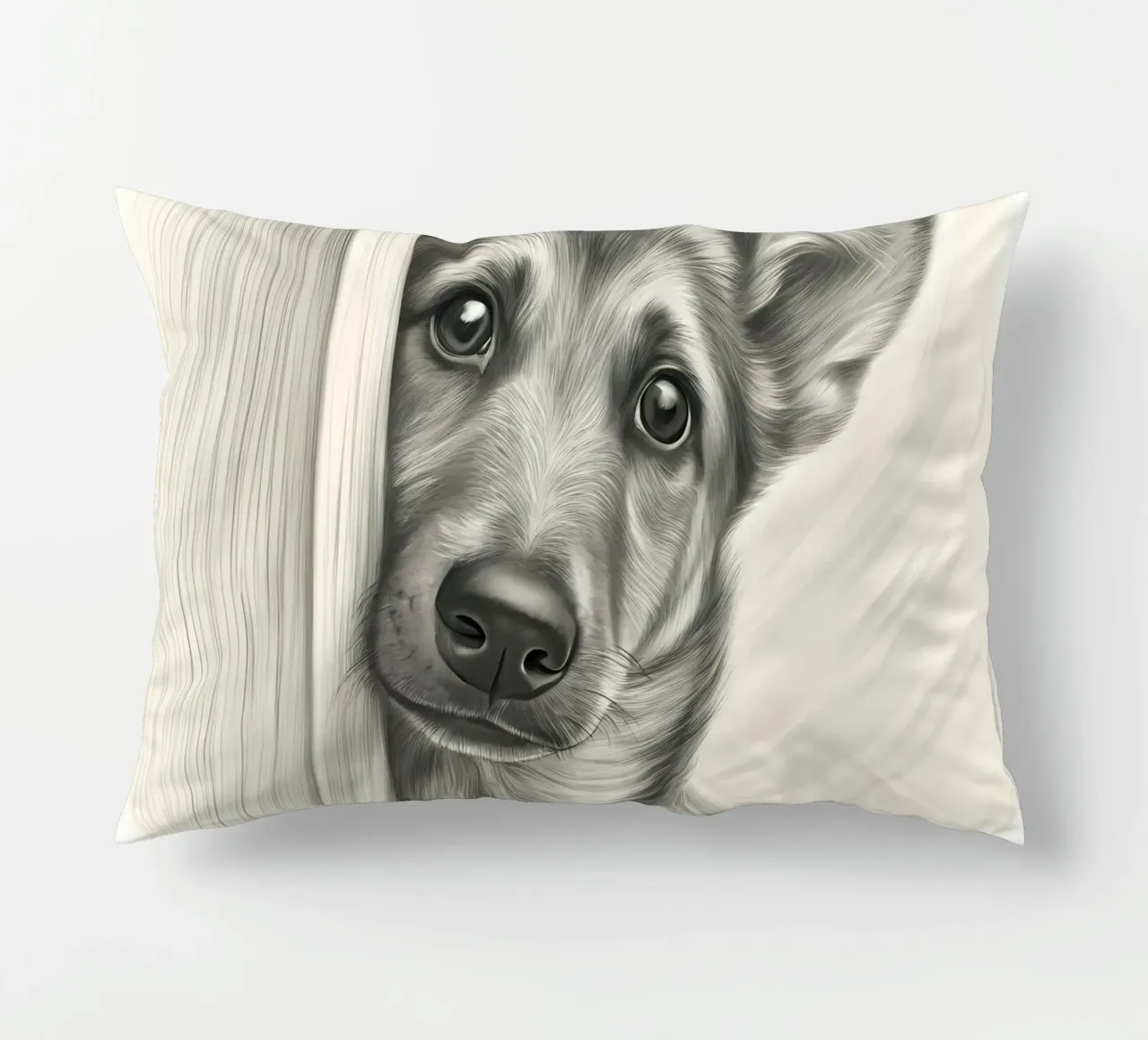 Curious German Shepherd Peeking Sketch Art decorative cushion by flufftee