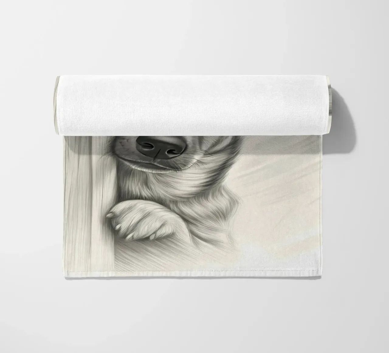 Curious German Shepherd Peeking Sketch Art beach towel by flufftee
