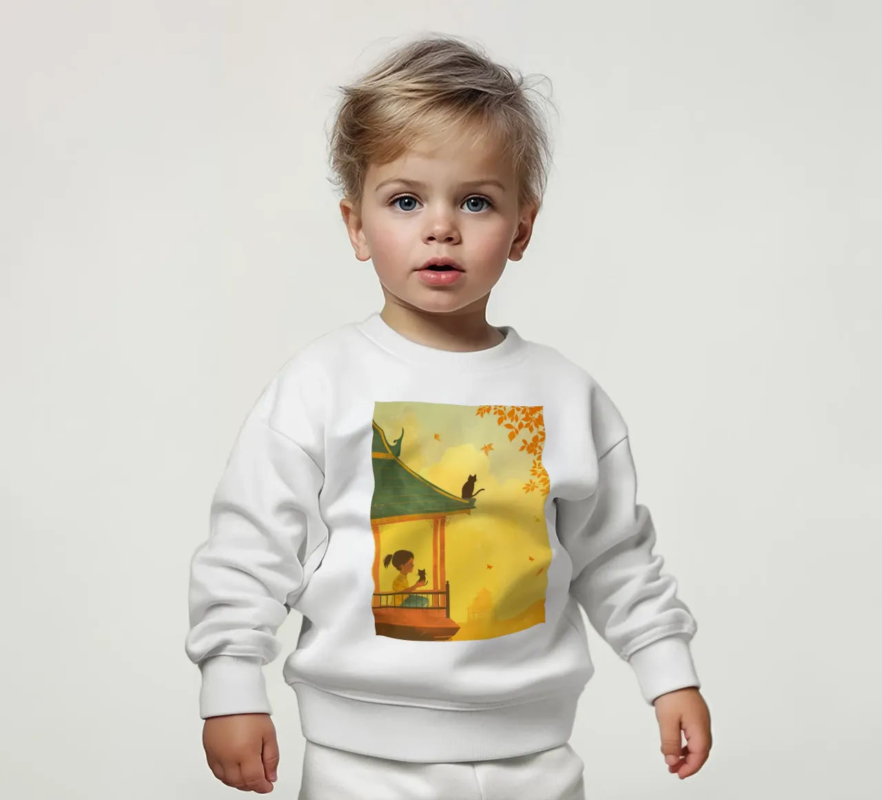 Un gatto birmano siede con calma al tramonto, incarnando la tranquillità felpa neonato da DesignDoodle