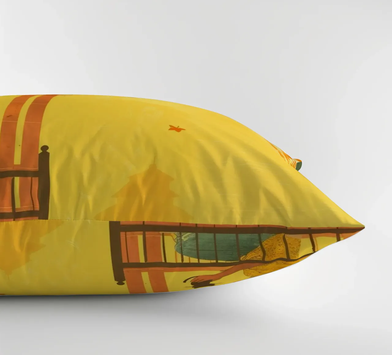 Un gatto birmano siede con calma al tramonto, incarnando la tranquillità cuscino da DesignDoodle