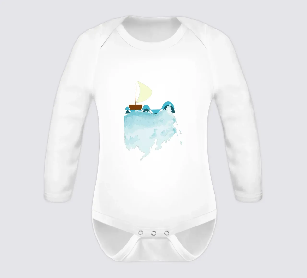 Sailing boat long-sleeve baby romper by Design Plaisirs