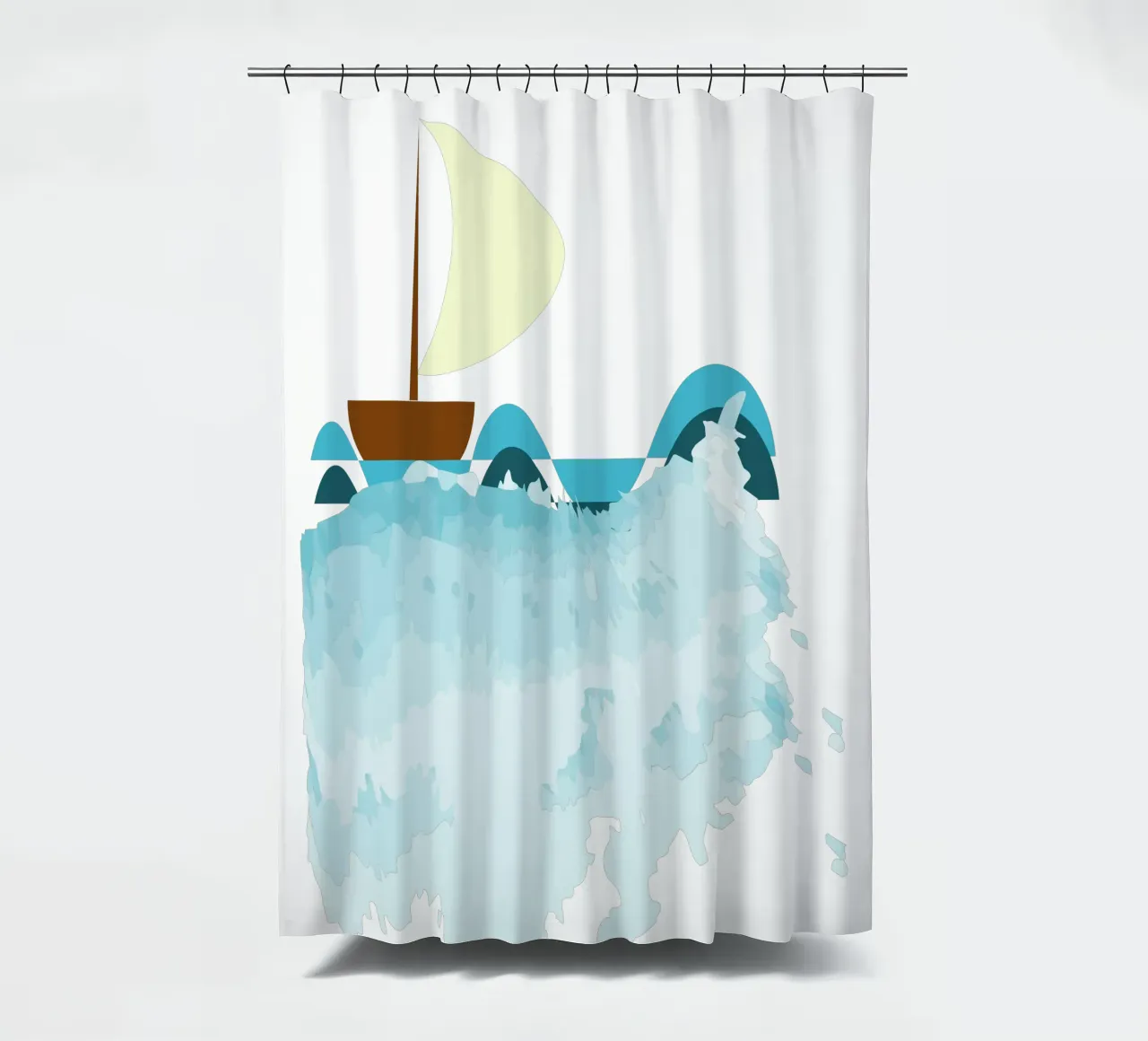 Sailing boat shower curtain by Design Plaisirs