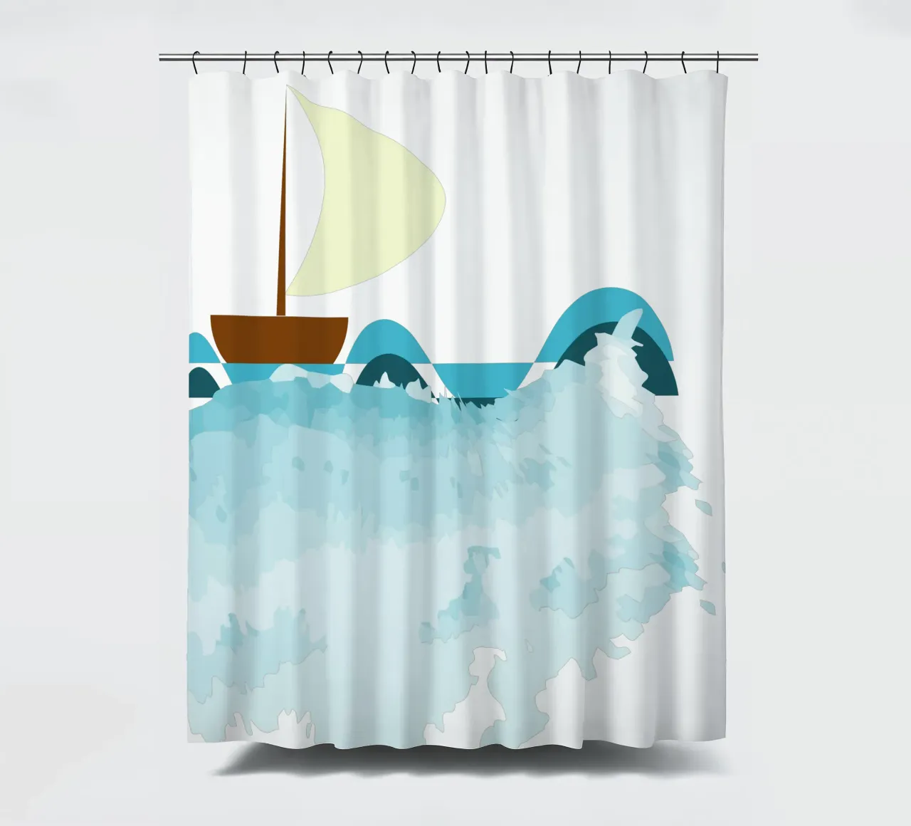 Sailing boat shower curtain by Design Plaisirs
