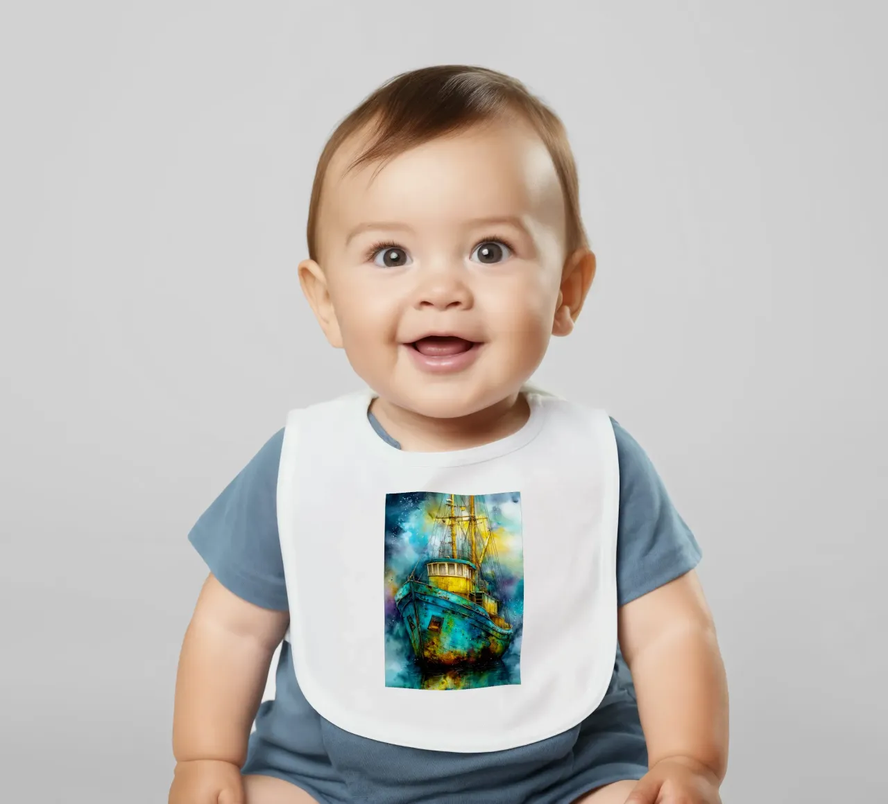 Fischerboot Babylätzchen von Justyna Jaszke JBJart