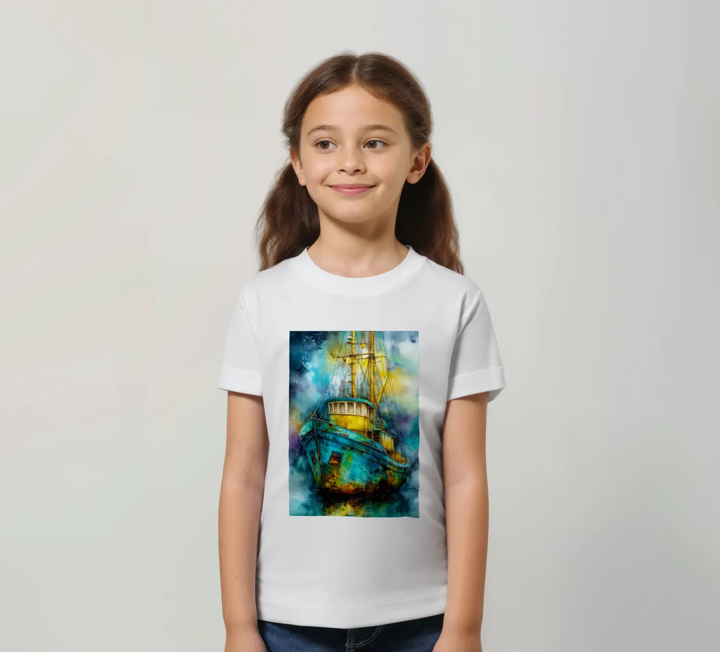 Fischerboot Kinder T-Shirt von Justyna Jaszke JBJart