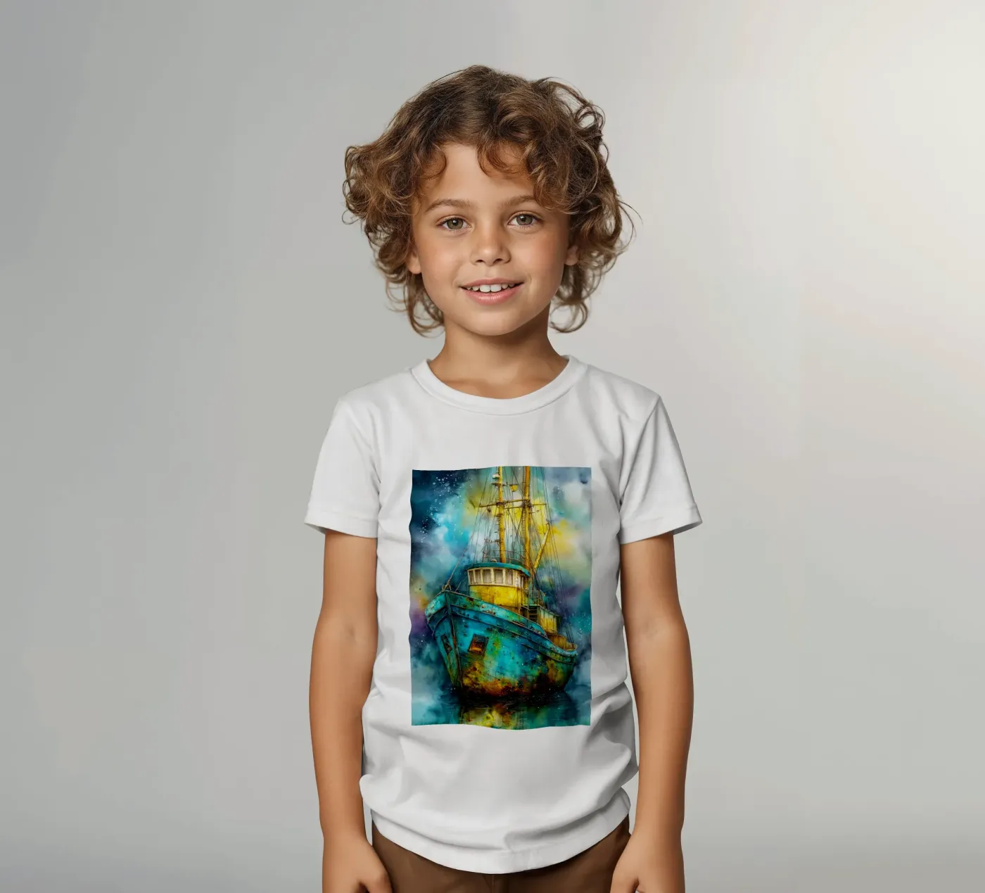 Fischerboot Kinder T-Shirt von Justyna Jaszke JBJart