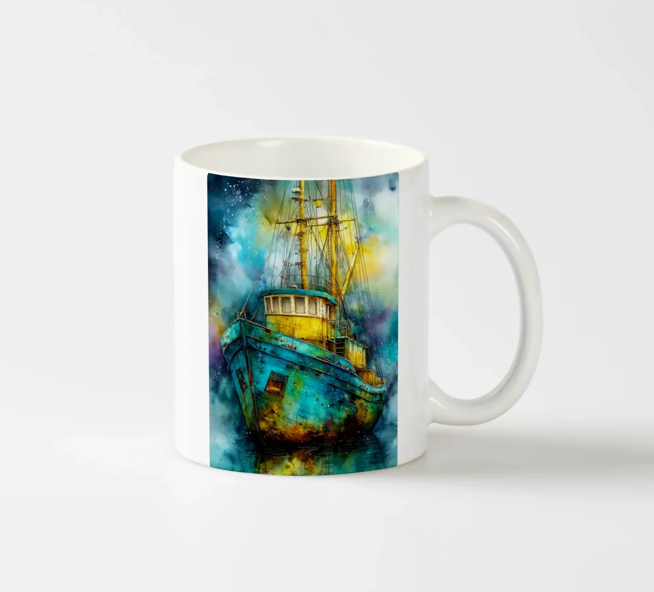 Fischerboot Keramik Tasse von Justyna Jaszke JBJart