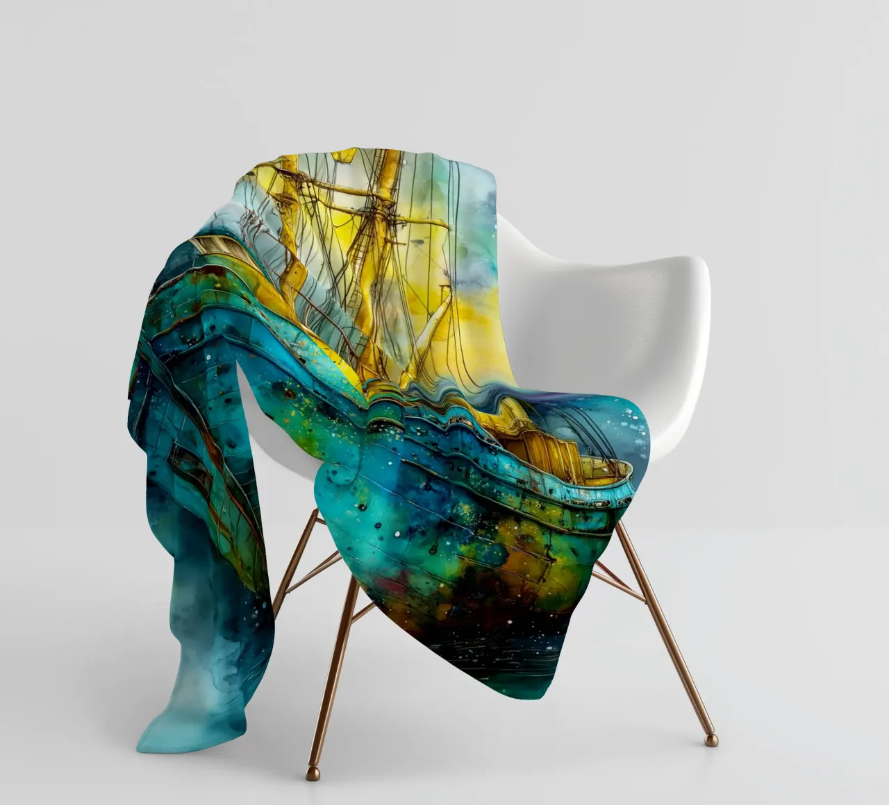 Fischerboot Fleecedecke von Justyna Jaszke JBJart