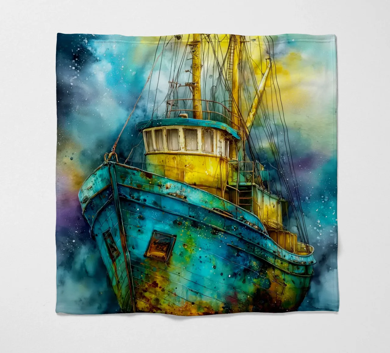 Fischerboot Fleecedecke von Justyna Jaszke JBJart