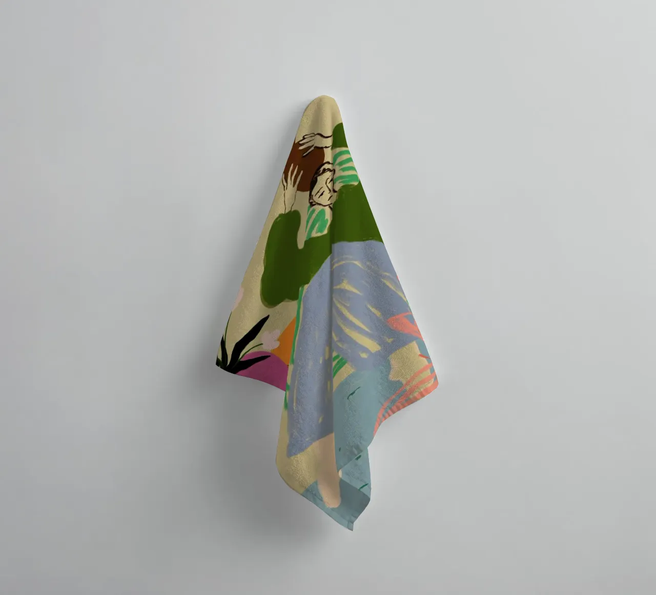 Woman With Vessel towel by Sandra Poliakov