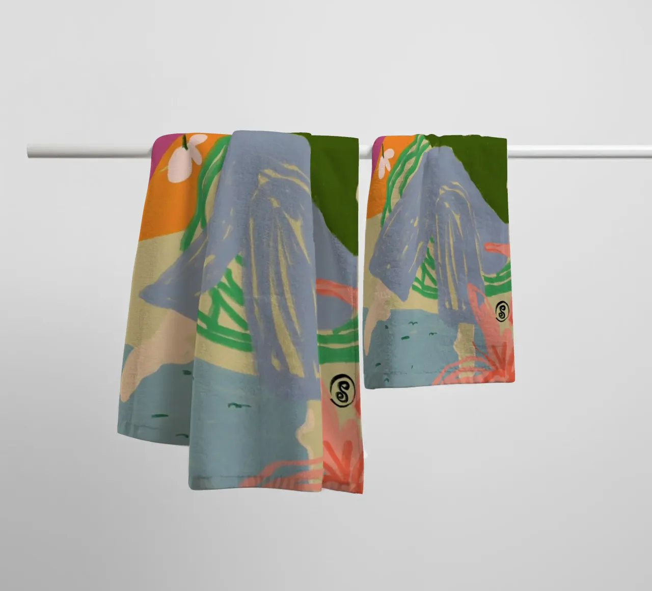 Woman With Vessel towel by Sandra Poliakov