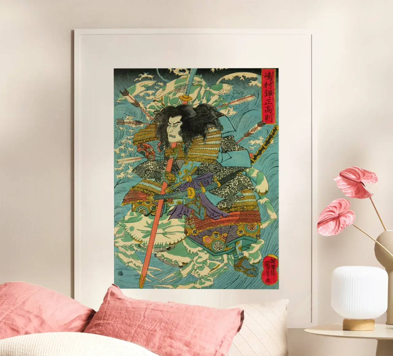 Samurai con esercito di granchi - Woodblock Ukiyo-e giapponese d'epoca poster da Masterpieces Of Japanese Art