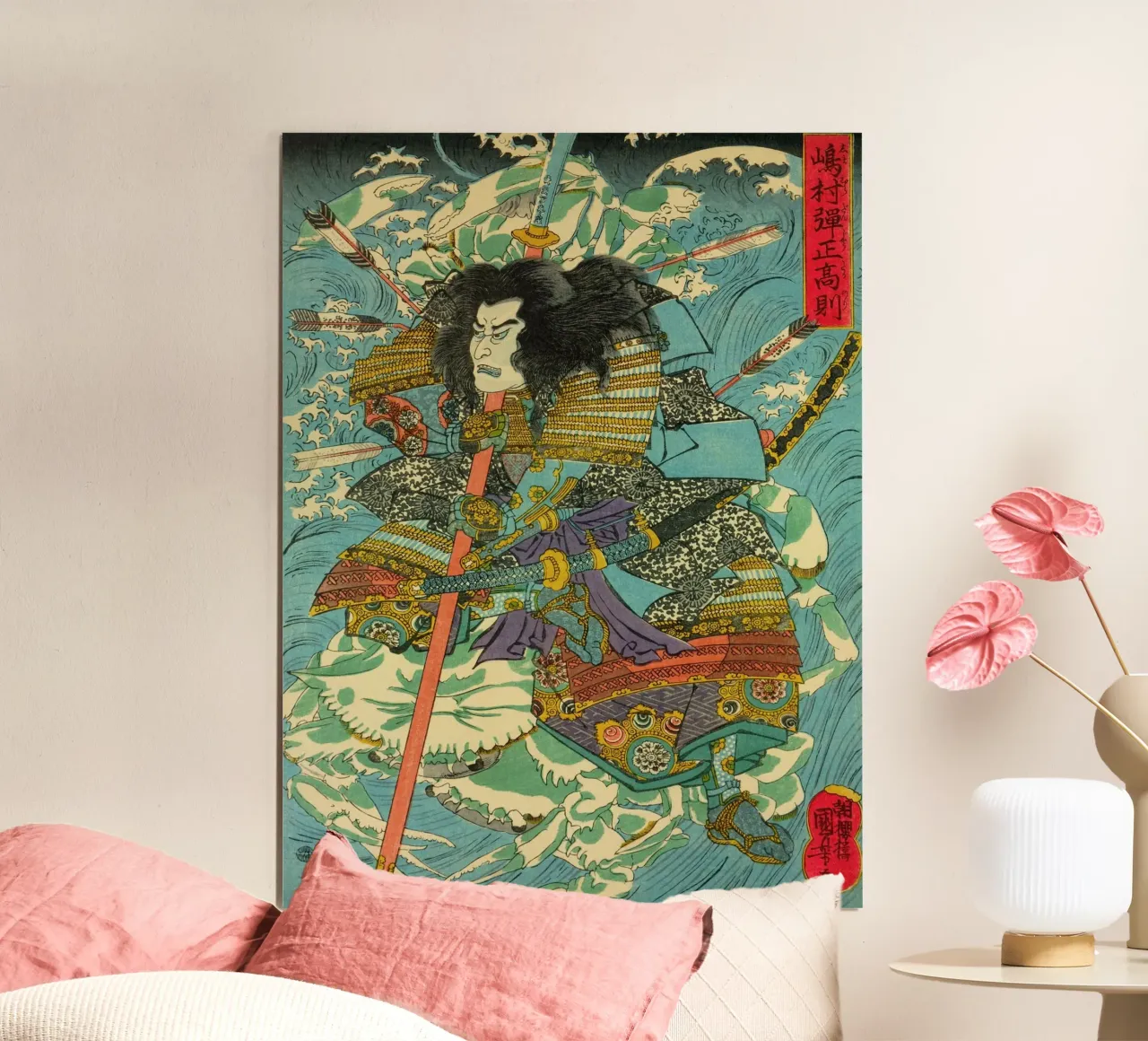 Samurai con esercito di granchi - Woodblock Ukiyo-e giapponese d'epoca poster da Masterpieces Of Japanese Art