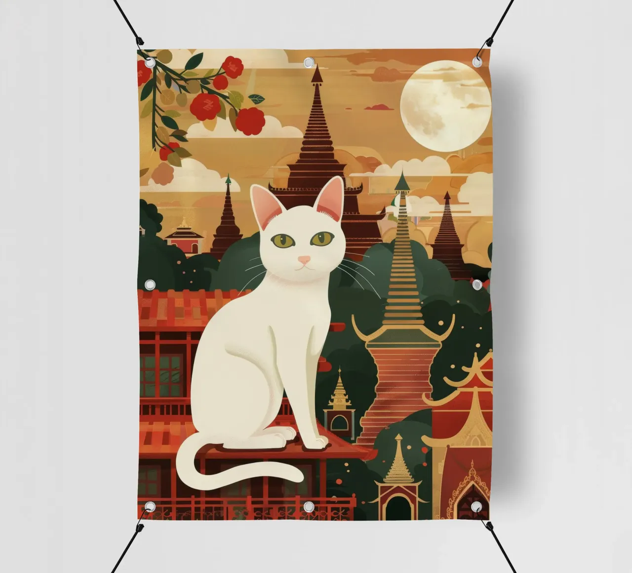 Lo sguardo tenero di un gatto birmano, che evoca calma e riflessione telo in pvc da DesignDoodle
