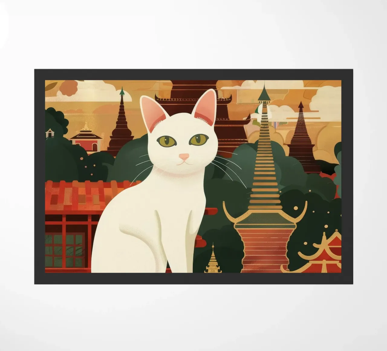 Lo sguardo tenero di un gatto birmano, che evoca calma e riflessione zerbino da DesignDoodle