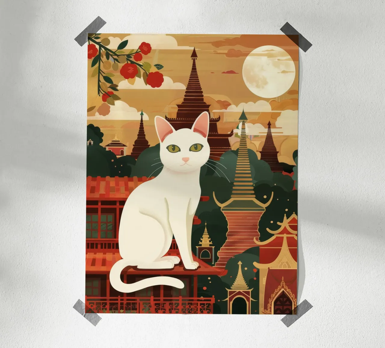 Lo sguardo tenero di un gatto birmano, che evoca calma e riflessione carta hahnemühle da DesignDoodle
