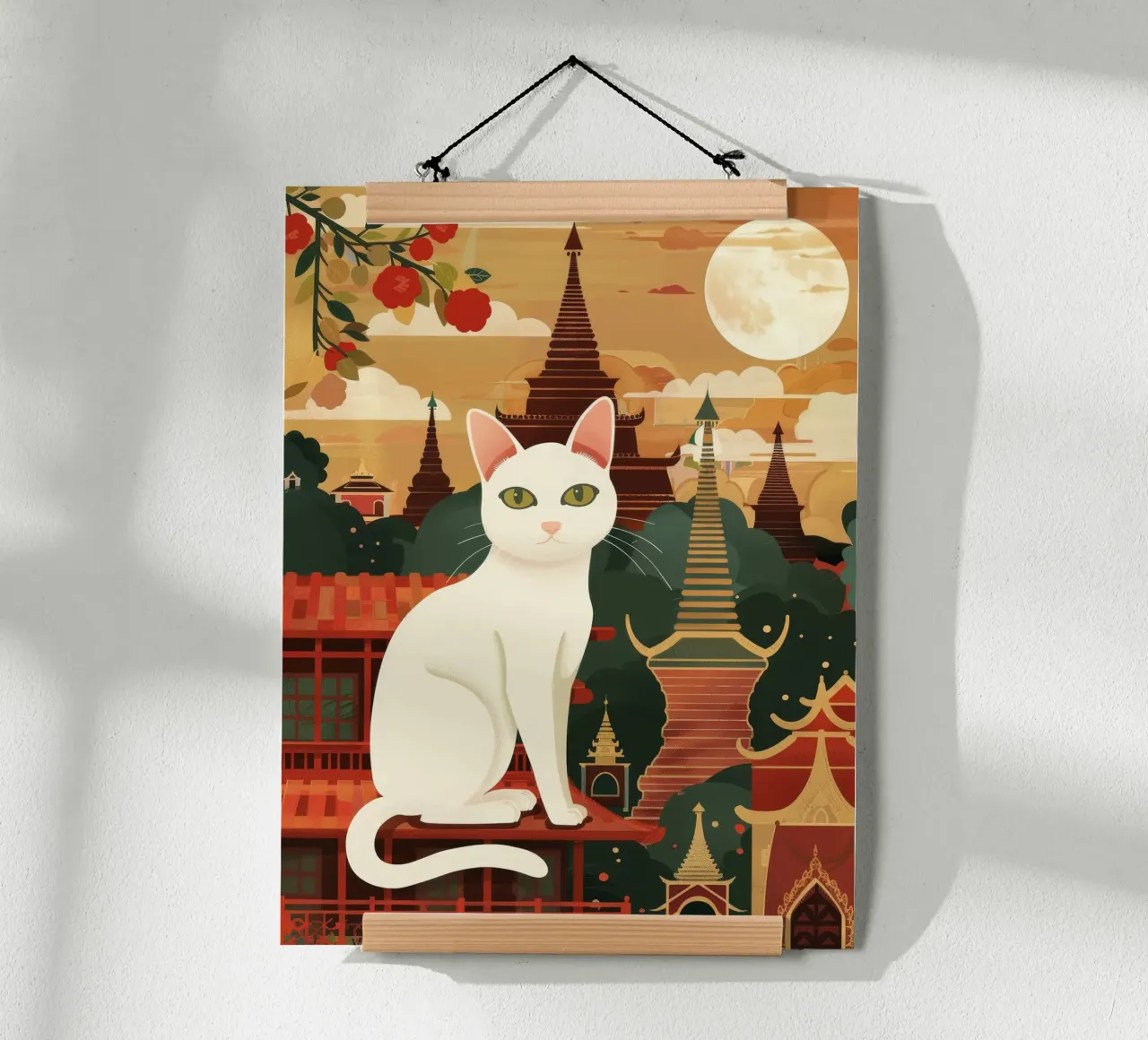 Lo sguardo tenero di un gatto birmano, che evoca calma e riflessione carta hahnemühle da DesignDoodle