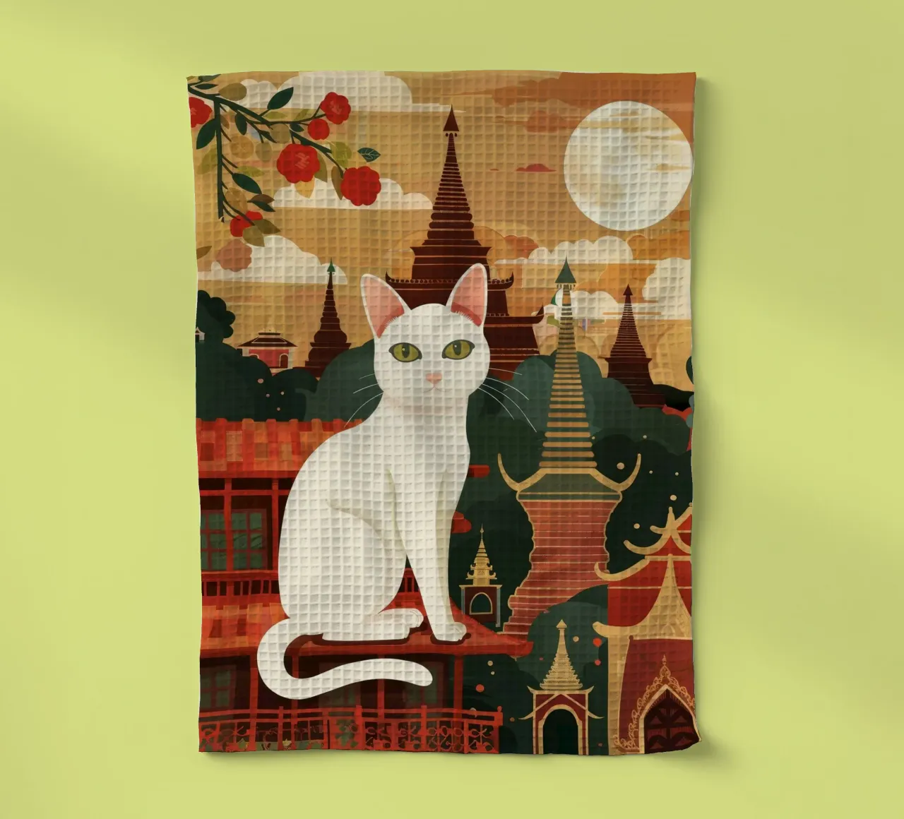 Lo sguardo tenero di un gatto birmano, che evoca calma e riflessione canovaccio da cucina da DesignDoodle