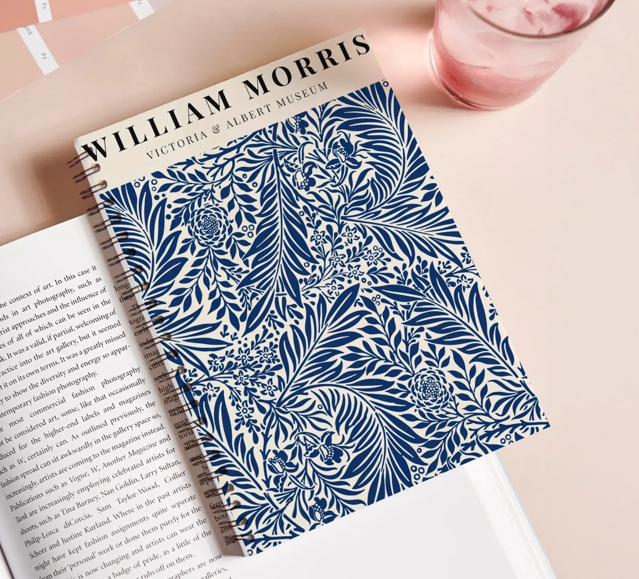 William Morris Blue Larkspur Colorful Flowers spiral notebook by Jam Poster