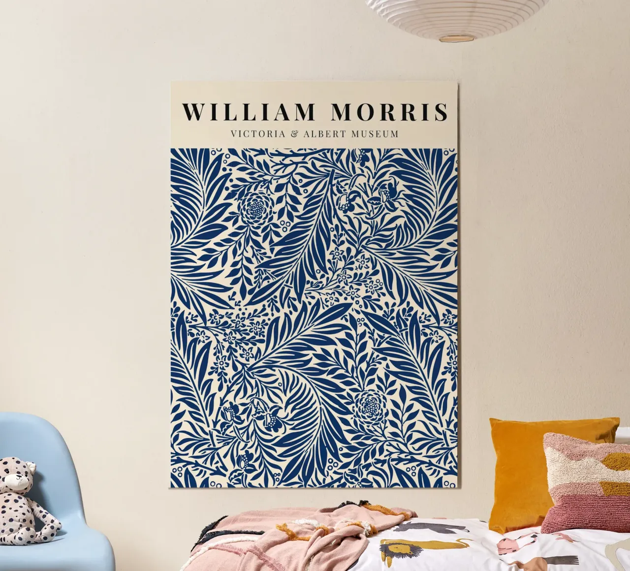 William Morris Blue Larkspur Colorful Flowers poster with plastic frame by Jam Poster