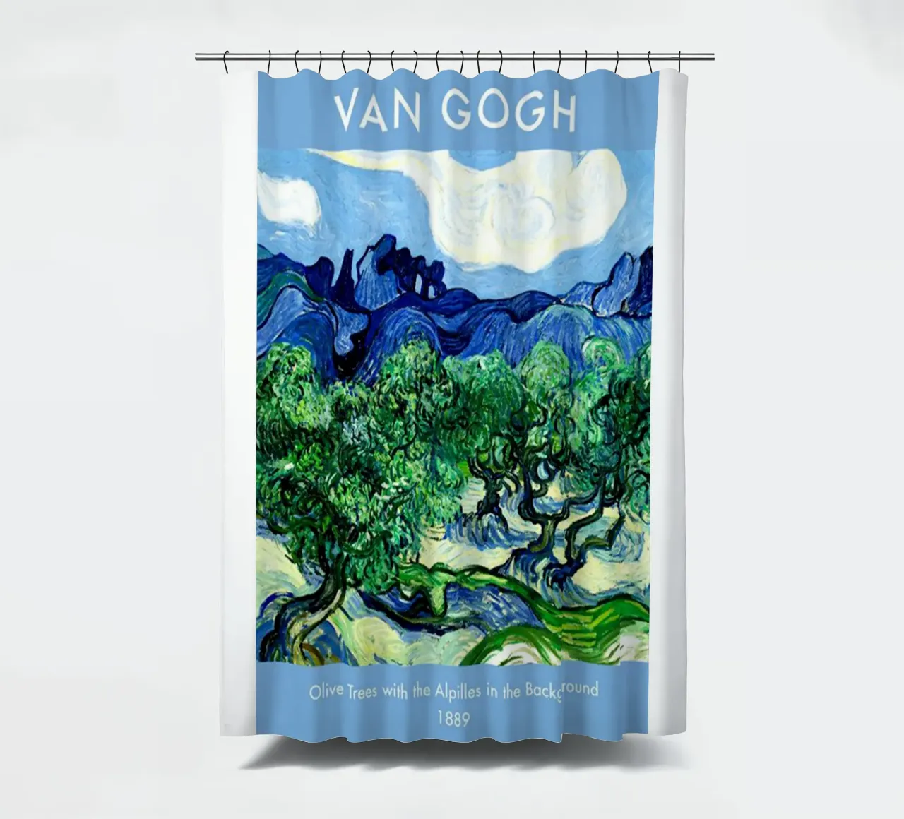 olive plantation with hils in the background shower curtain by Piper Shop Oke