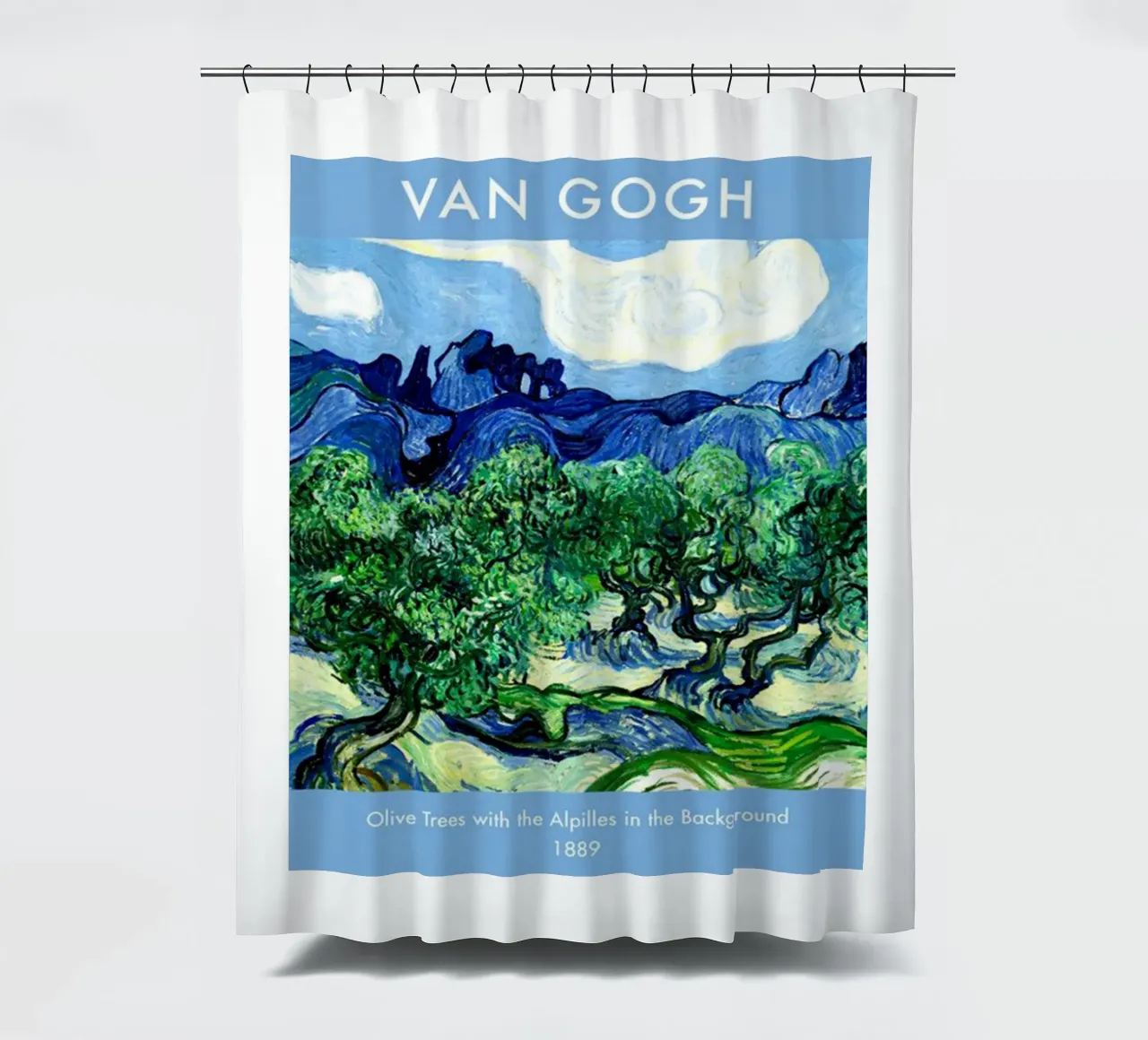 olive plantation with hils in the background shower curtain by Piper Shop Oke