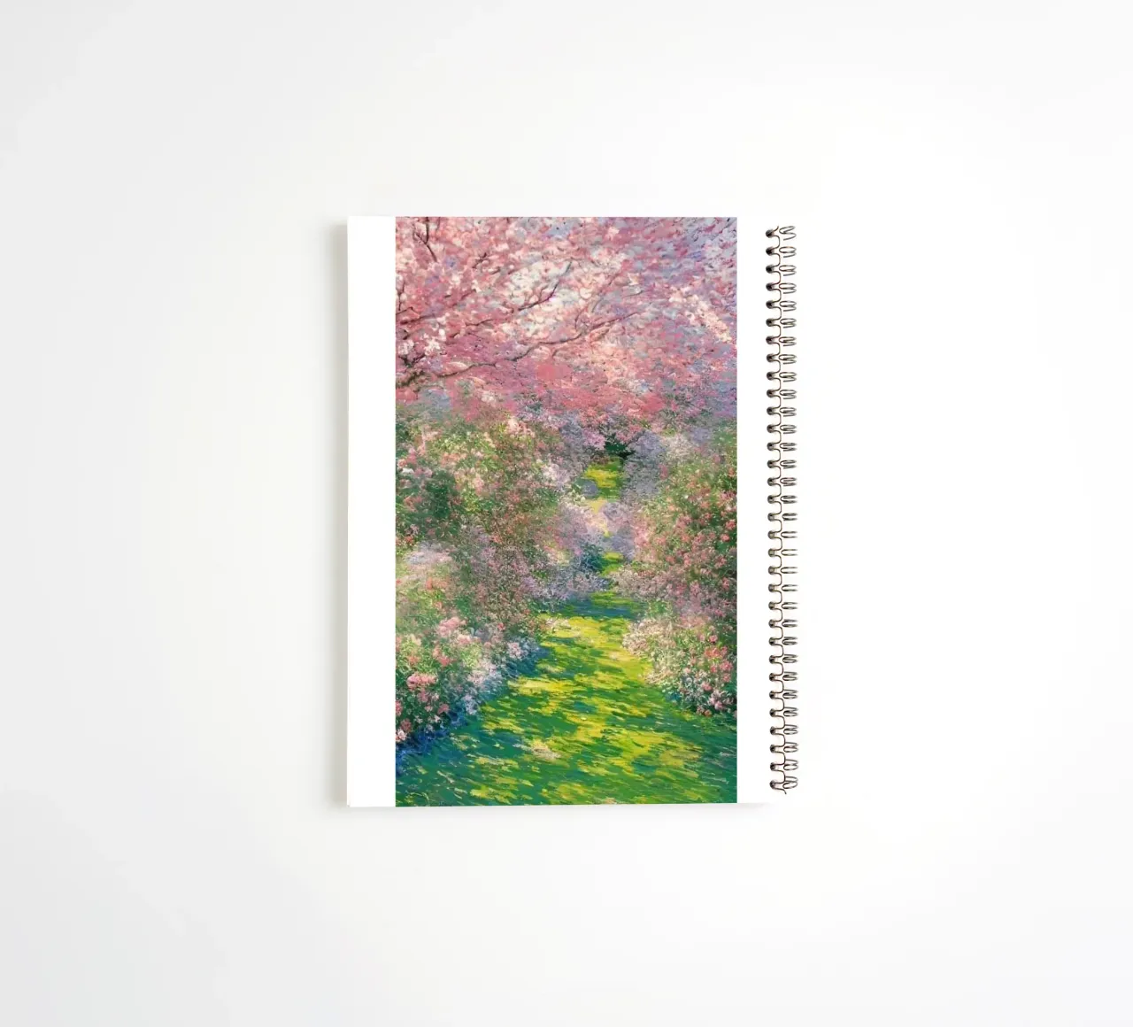giardino con alberi a fiori rosa e sentieri per passeggiate diario ad anelli da SMG Store