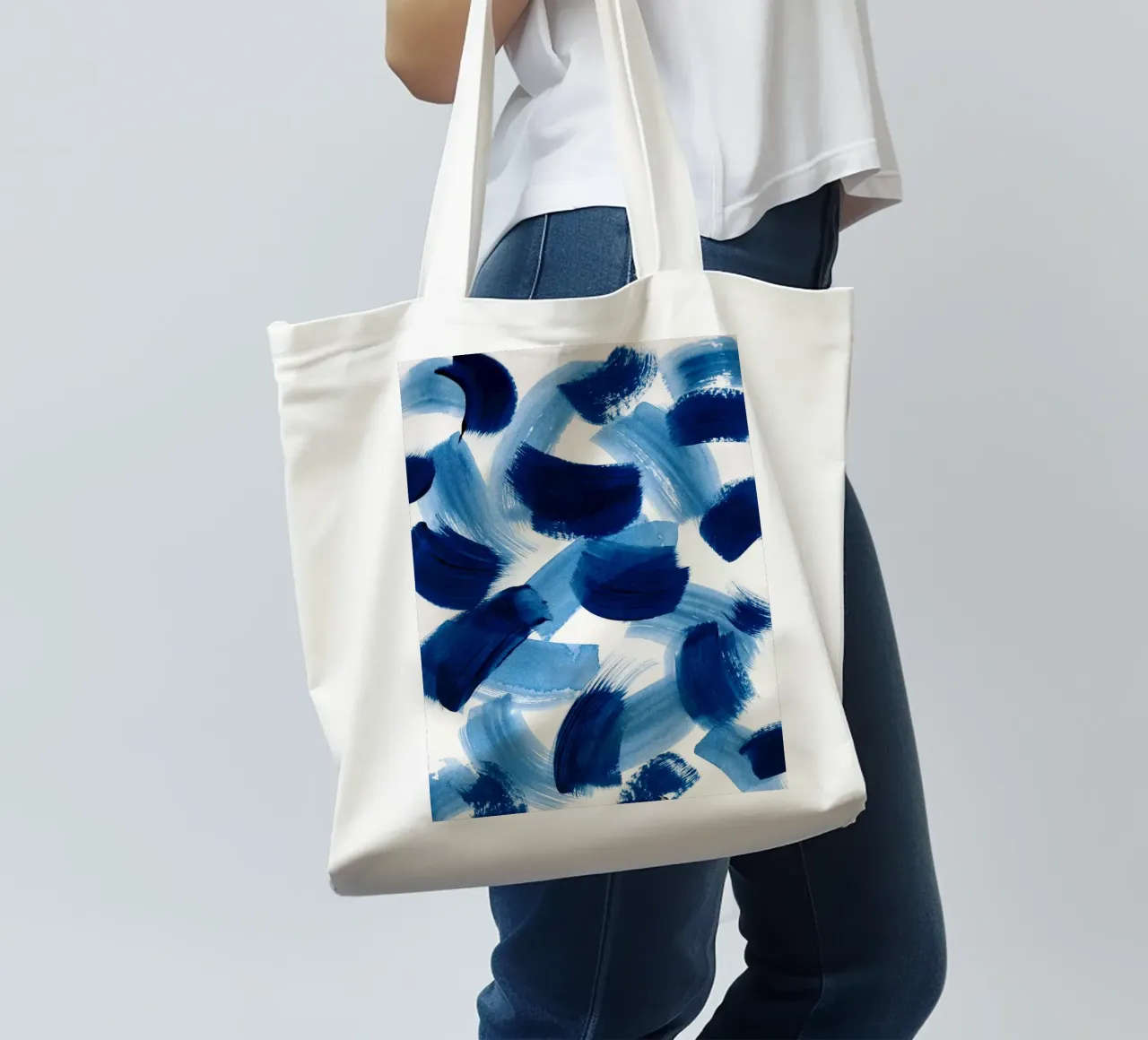 Abstract BLUE Pattern 3 borsa in juta da manu schimmelmann