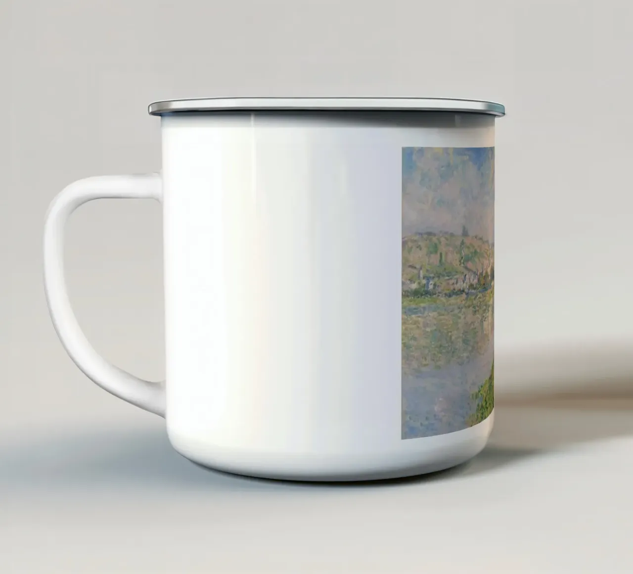 villaggio sulle rive del fiume tazza in smalto da SMG Store