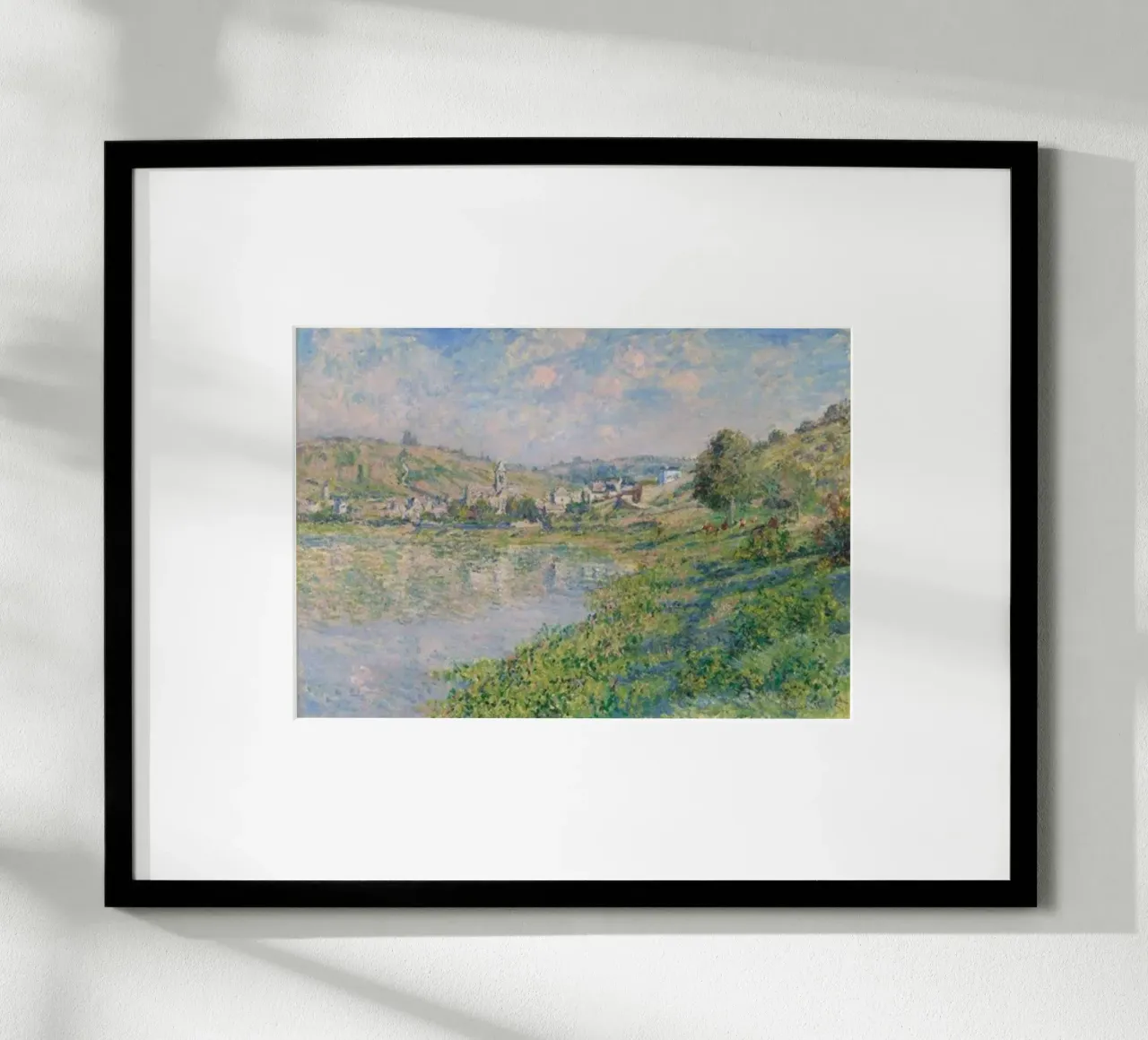 villaggio sulle rive del fiume poster con telaio in alluminio da SMG Store
