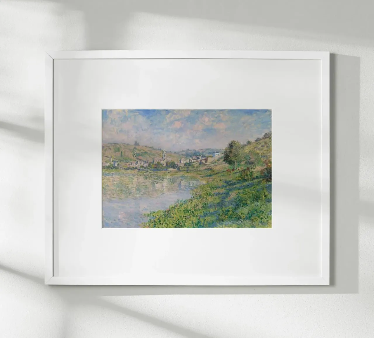 villaggio sulle rive del fiume poster con telaio in alluminio da SMG Store