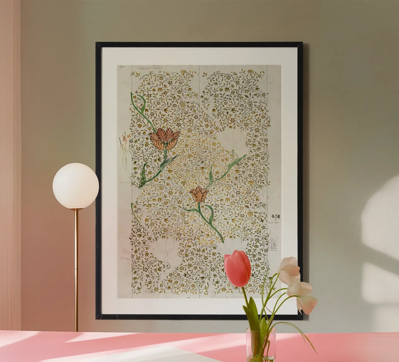 Tulipano da giardino William Morris 1885 poster con telaio in plastica da Jam Poster